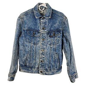 Vintage Lee Womens Jean Jacket Acid Wash Size 36 SM Denim 90's Grunge Preppy